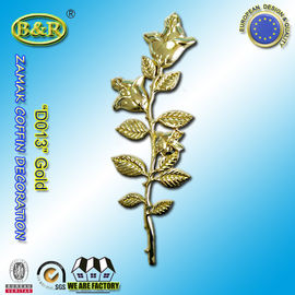 Το Zamak αυξήθηκε μέγεθος 45cm×13cm λουλουδιών κραμάτων ψευδάργυρου διακοσμήσεων συναρμολογήσεων φέρετρων χρυσός/παλαιός χαλκός