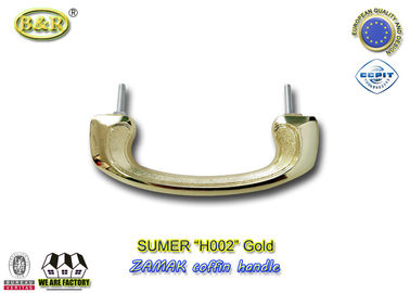 Το ευρωπαϊκό χρυσό χρώμα 17.5*6.3cm λαβών H002 φέρετρων Zamak ύφους μπουλόνι εγκαθιστά το υλικό φέρετρων μετάλλων